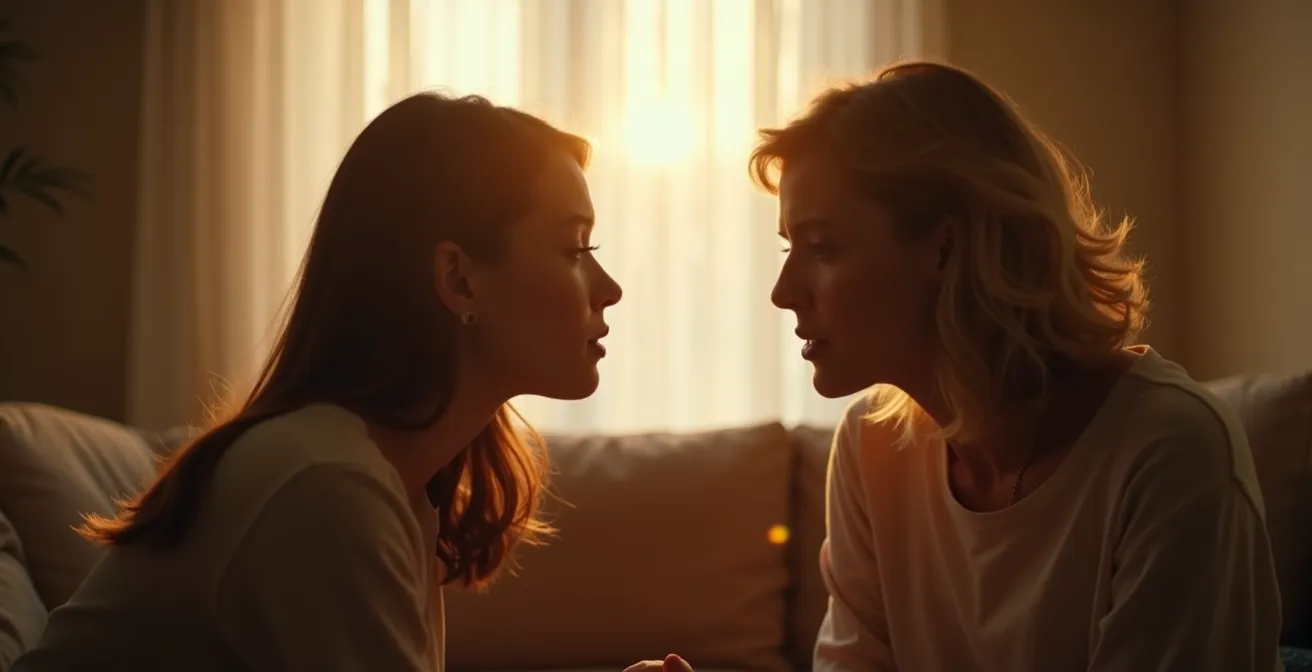 Deux personnes en connexion émotionnelle, se regardant avec tendresse et honnêteté, symbole de l'amour réciproque.