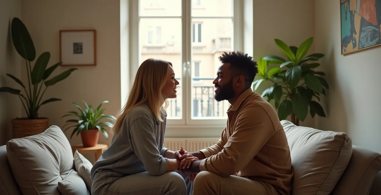 Couple moderne créant ensemble leurs propres règles de vie amoureuse