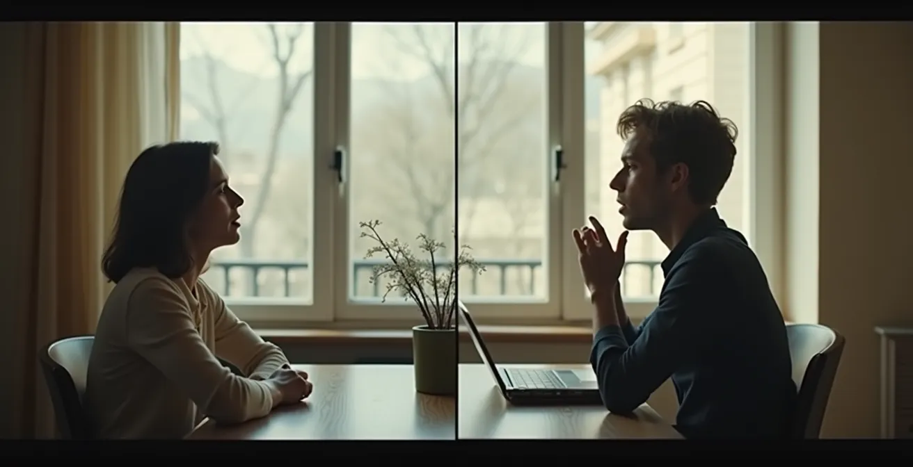 Comparaison visuelle : d'un côté, une conversation où une personne parle tandis que l'autre offre une vraie présence empathique ; de l'autre, des gestes de rejet ou de minimisation.