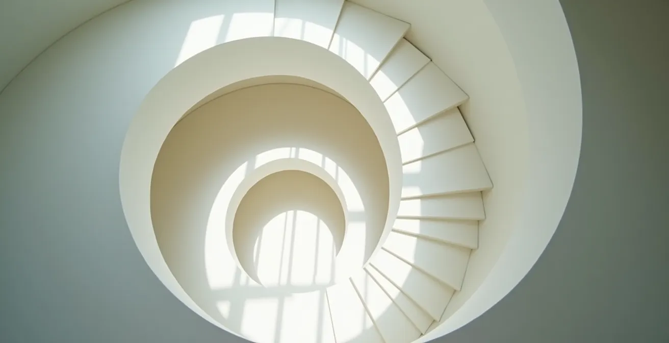 Composition abstraite en spirale représentant les phases cycliques de la violence