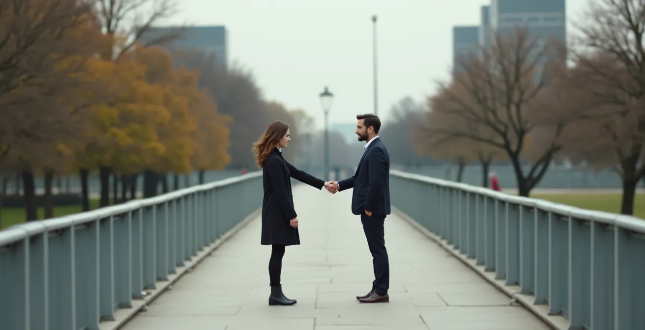 Représentation visuelle de l'équilibre entre compassion et fermeté dans le couple