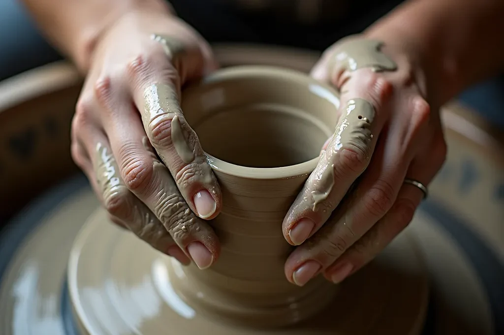 Personne concentrée dans un atelier créatif, absorbée dans son activité