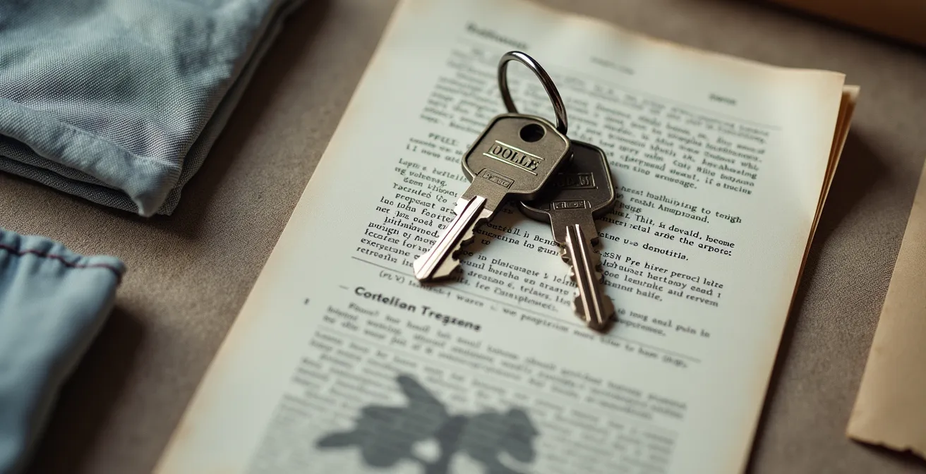 Vue macro d'objets essentiels pour un départ d'urgence disposés de manière organisée