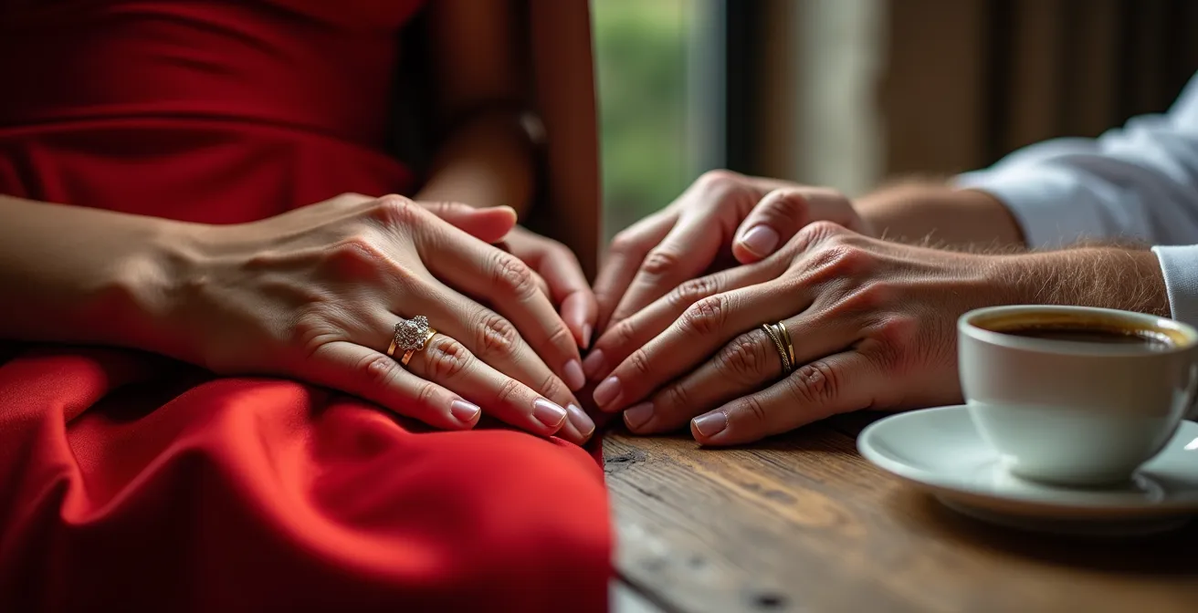 Métaphore visuelle de la transition de la passion à l'amitié dans le couple