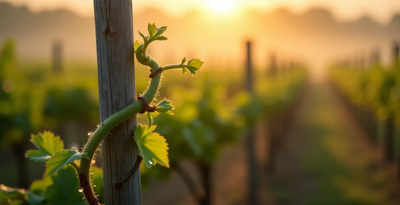 Métaphore visuelle du tuteur de vigne guidant la croissance